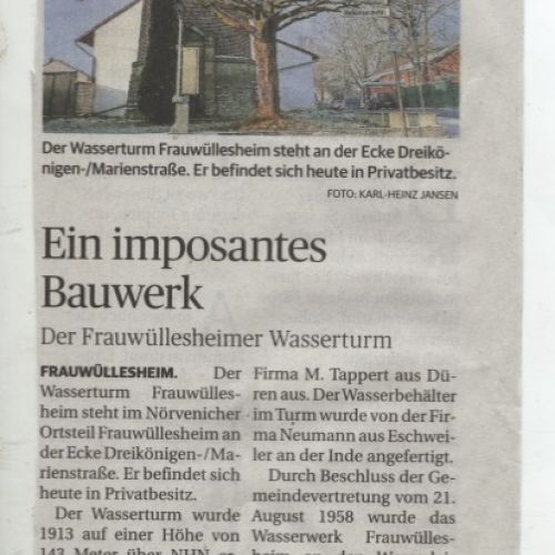 Ein imposantes Bauwerk - Der Frauwüllesheimer Wasserturm