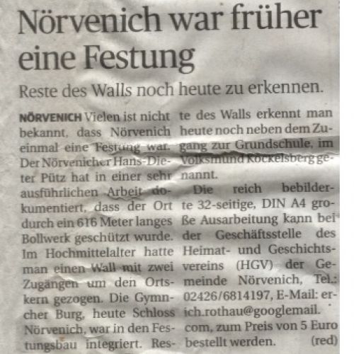 Nörvenich war früher eine Festung