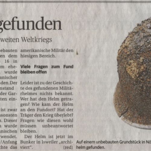 Militärhelm gefunden - Weiteres Relikt aus Zeiten des Zweiten Weltkriegs