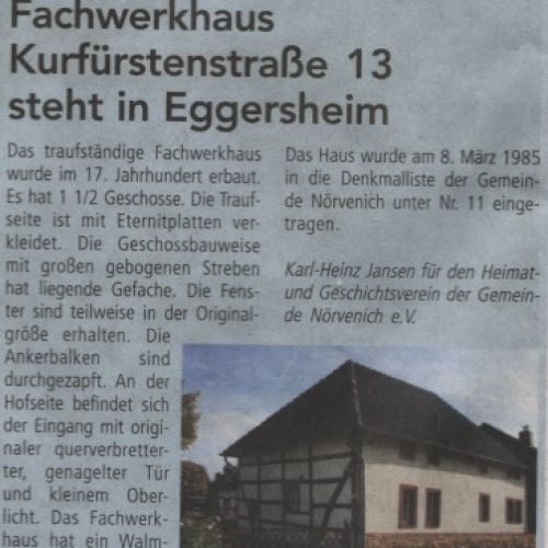 Fachwerkhaus Kurfürstenstraße 13 steht in Eggersheim