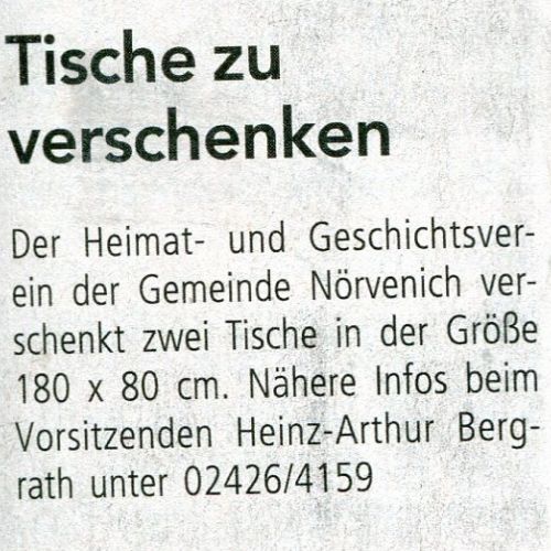 Tische zu verschenken